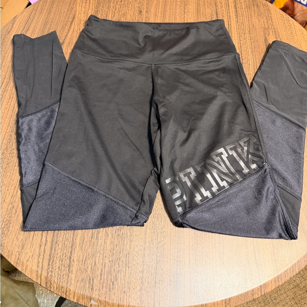 PINK Victoria's Secret Black Leggings with Matte Logo